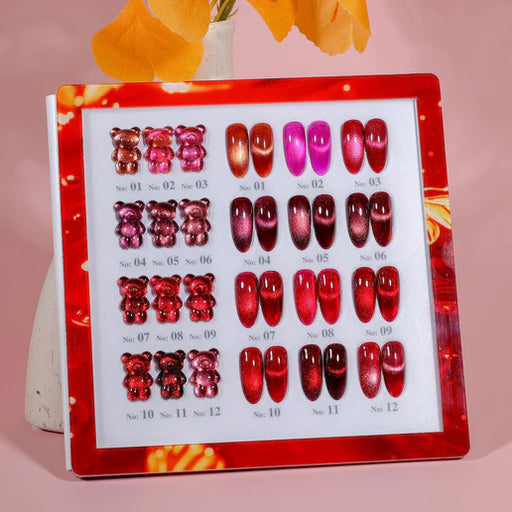 NACY Red Royal Crystal Cat Eye (12 Colors) Color Book Display