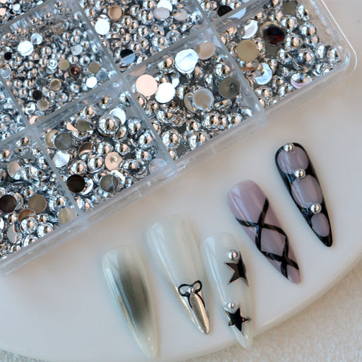 Cre8tion Nail Art Accessory - Silver Flat Bottom #02, BOX