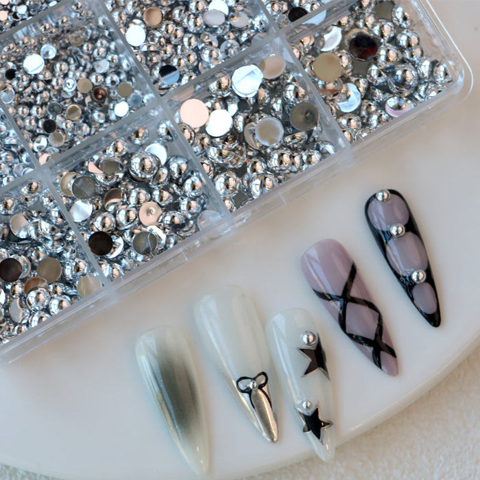 Cre8tion Nail Art Accessory - Silver Flat Bottom #02, BOX