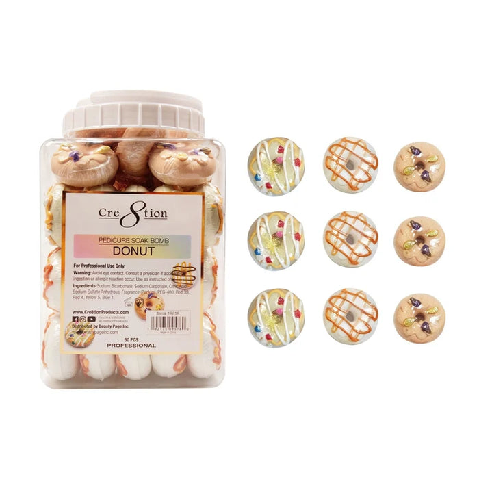 Cre8tion Pedicure Soak Bomb 40g - DONUT, CASE (Pk: 50 pcs/jar, 4 jars/case)