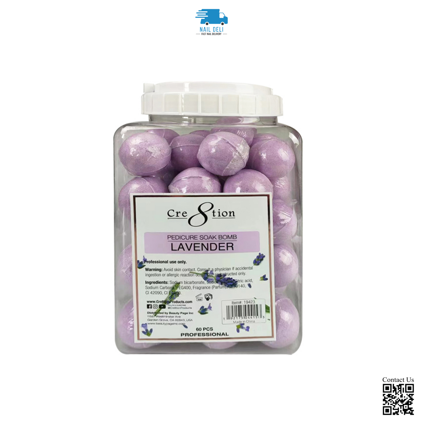 Cre8tion, Pedicure Soak Bomb, Lavender 30g, 19423 (PK: 60 pcs./jar, 4 jars/case)