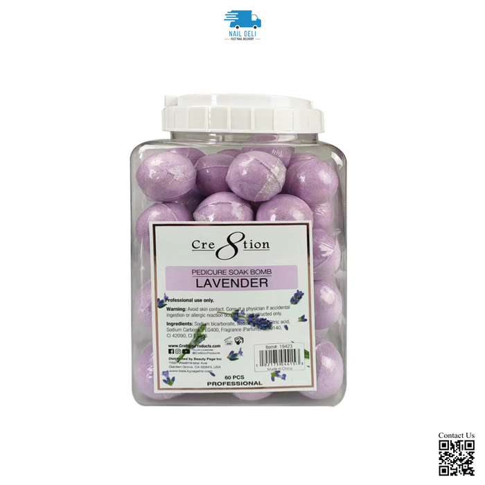 Cre8tion Pedicure Soak Bomb 30g, Lavender, CASE (Pk: 60 pcs/jar, 4 jars/case)