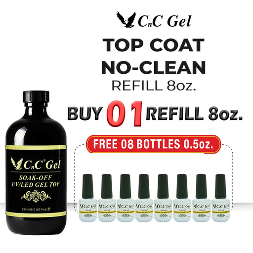 CnC Top No Clean 8oz Refill, Buy 1 Get 8 pcs CnC Top No Clean 0.5oz FREE