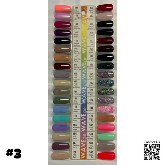 Wave Gel Nail Lacquer + Gel Polish, Tips Sample #03, 36 Colors (From #123 To #158) OK0524VD