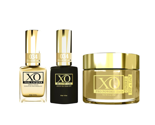 XO 4in1 Acrylic/Dipping Powder + Gel Polish + Nail Lacquer, 034