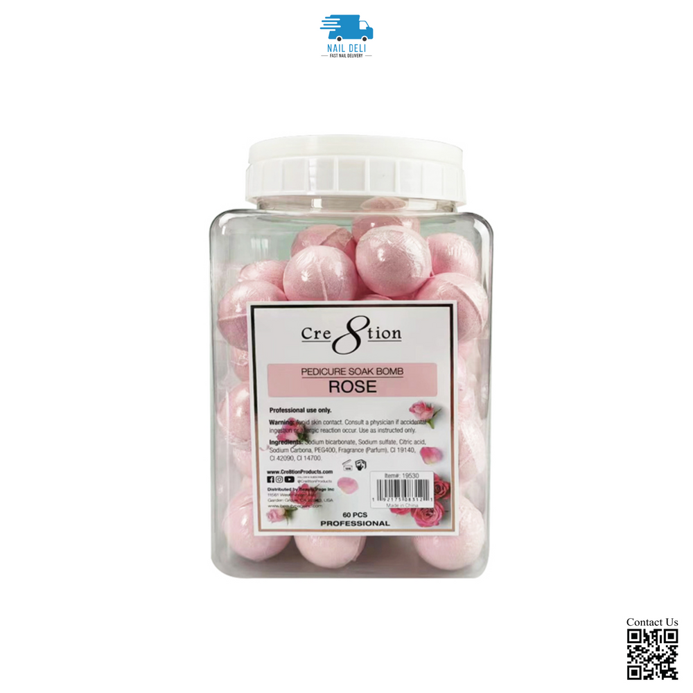 Cre8tion Pedicure Soak Bomb 30g, Rose, CASE (Pk: 60 pcs/jar, 4 jars/case)