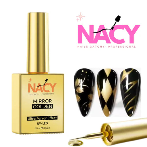 NACY Metallic Painting Liner Gel, GOLD Mirror Nail Art Effect 0.5oz (15ml)