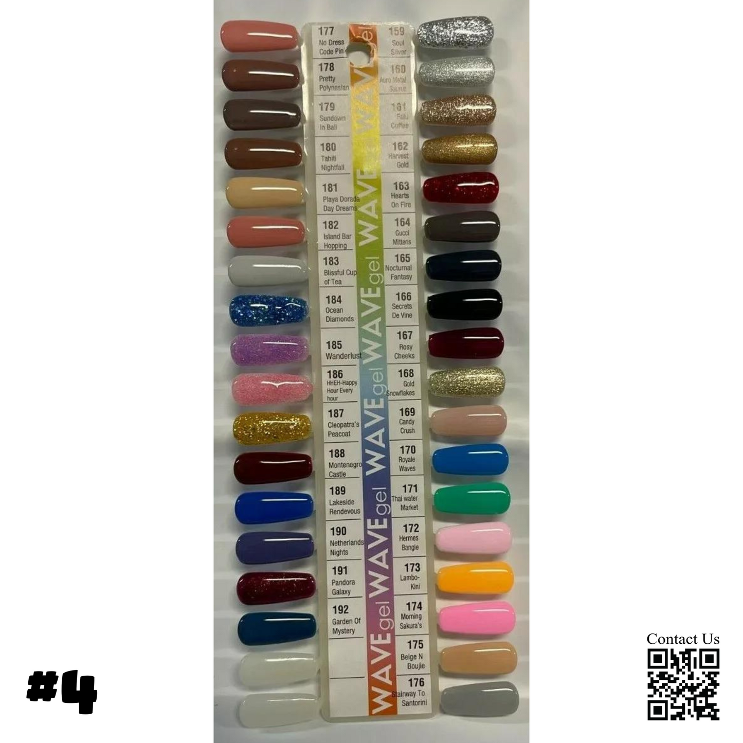 Wave Gel Nail Lacquer + Gel Polish, Tips Sample #04, 36 Colors (From #159 To #192) OK0524VD