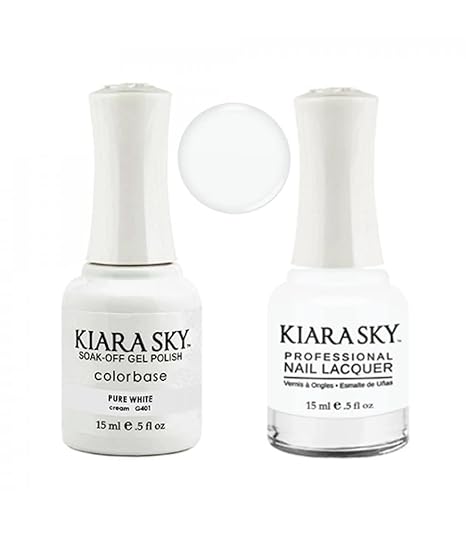 Kiara Sky Gel Polish + Nail Lacquer, GN 401, Pure White, 0.5oz
