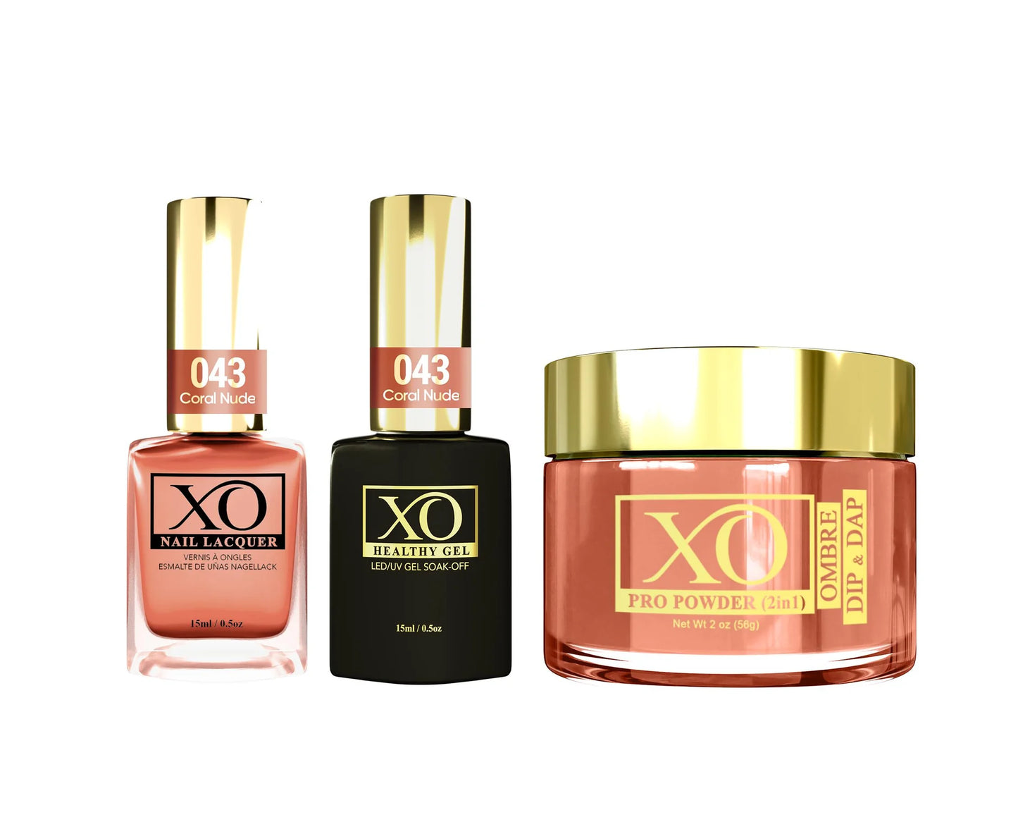 XO 4in1 Acrylic/Dipping Powder + Gel Polish + Nail Lacquer, 043