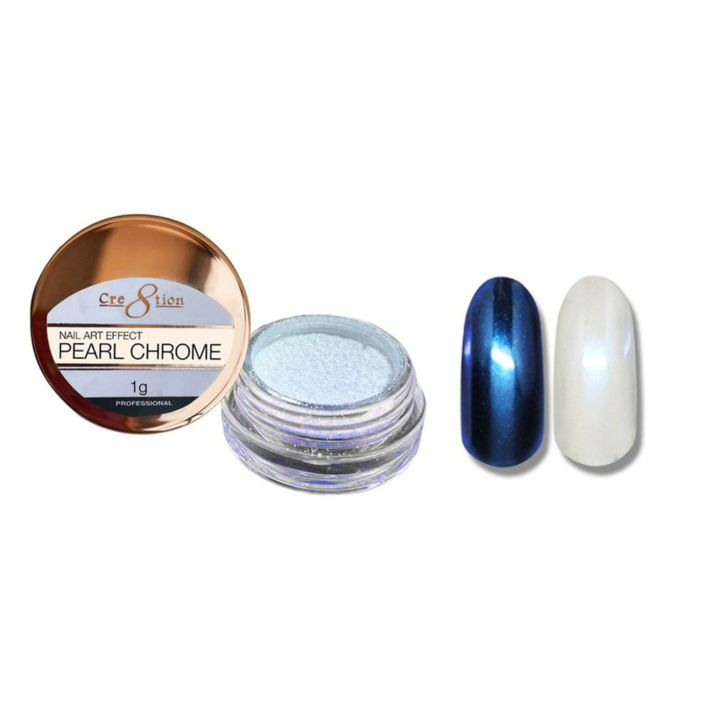 Cre8tion 1g Nail Art Effect, PEARL CHROME, 6 colors (Pk: 6 Jars/pack) - 04