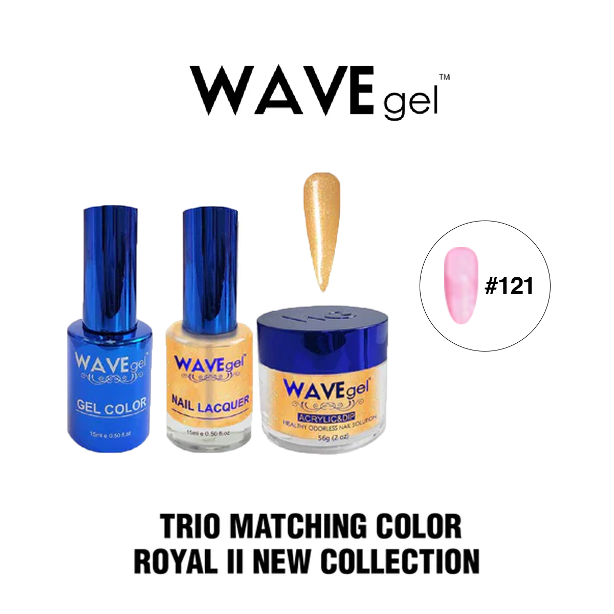 Wave Gel 4in1 Dipping Powder + Gel Polish + Nail Lacquer, ROYAL II Collection, 121