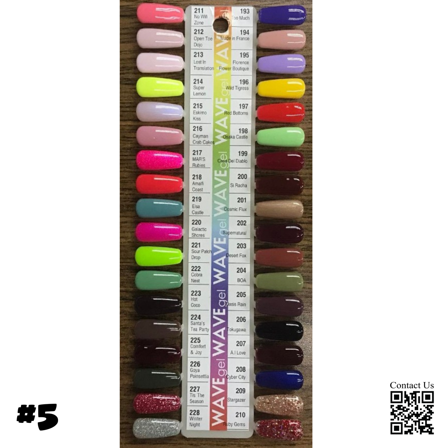 Wave Gel Nail Lacquer + Gel Polish, Tips Sample #05, 36 Colors (From #193 To #228) OK0524VD