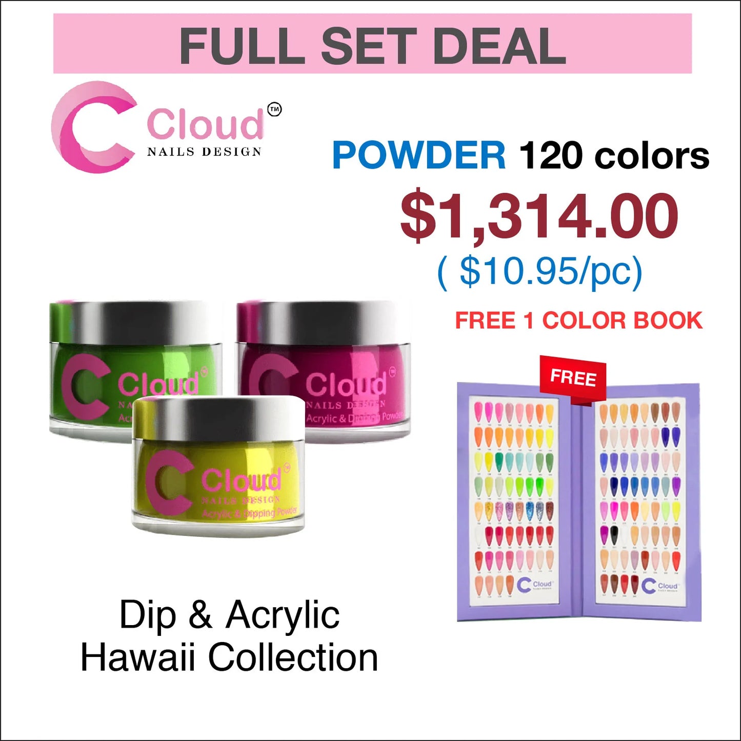 Chisel Cloud Acrylic/ Dipping Powder, Hawaii Collection, 2oz, Full Line (From 121 - 240)