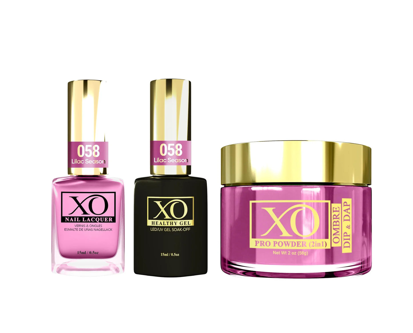 XO 4in1 Acrylic/Dipping Powder + Gel Polish + Nail Lacquer, 058