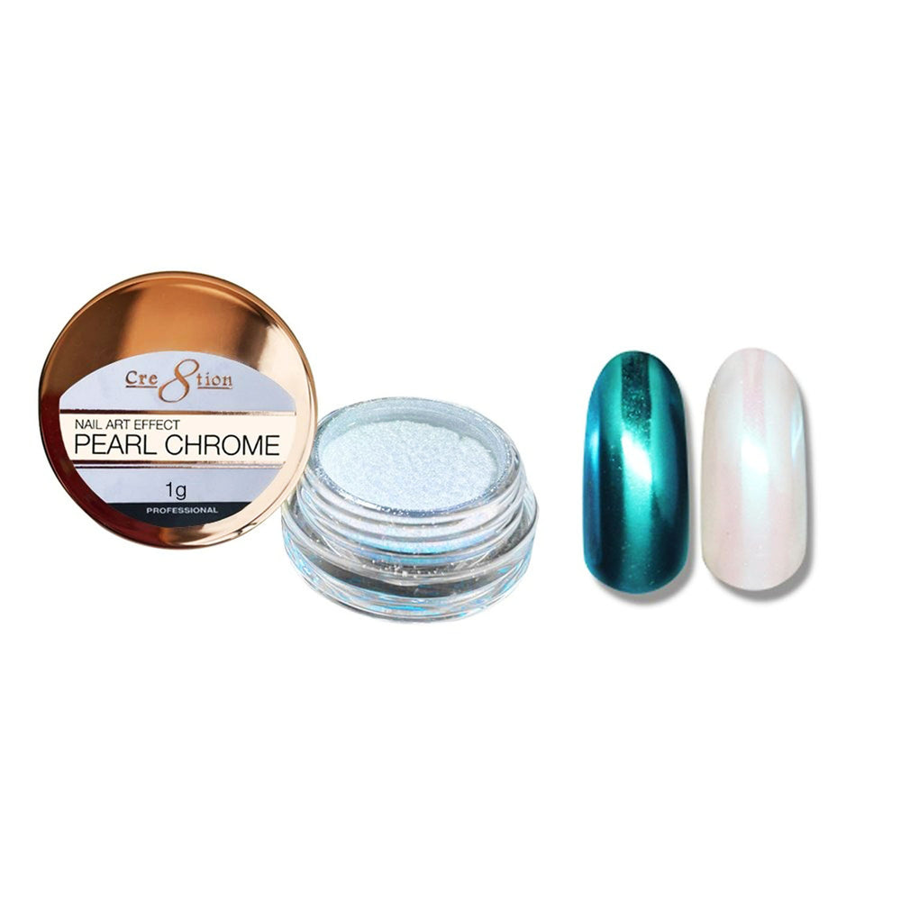 Cre8tion 1g Nail Art Effect, PEARL CHROME, 6 colors (Pk: 6 Jars/pack) - 05