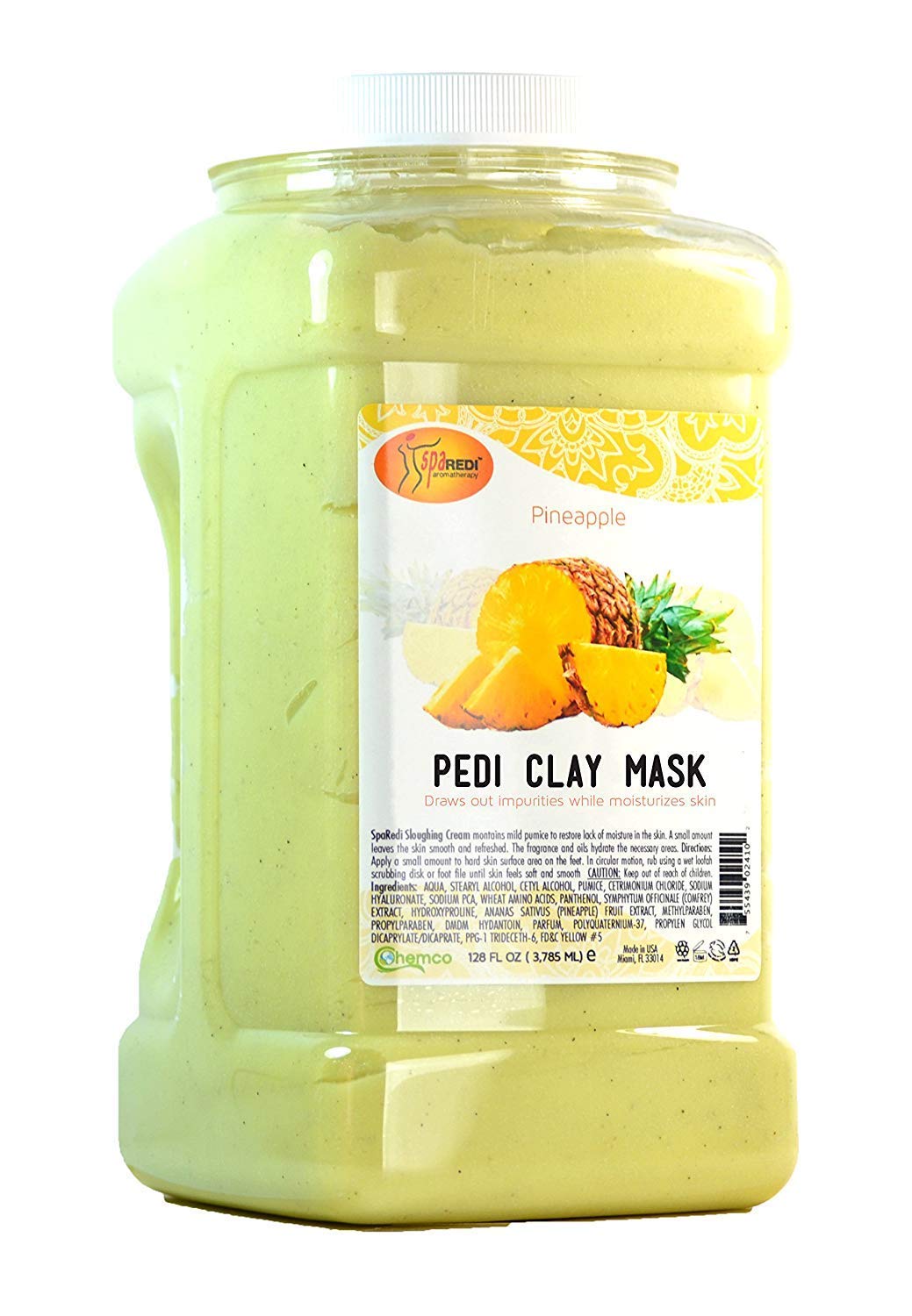 SpaRedi Pedi Clay Mask, Pineapple, 1Gal, 06410 OK0325MD