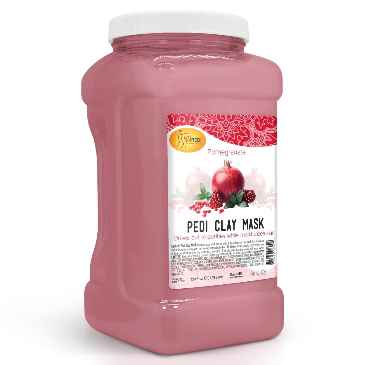 SpaRedi Pedi Clay Mask, Pomegranate, 1Gal, 06380 OK0325MD