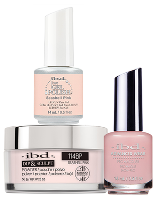 IBD 3in1 Dip & Sculpt Powder + Gel Polish + Nail Lacquer, 114BP, Seashell Pink OK0331LK