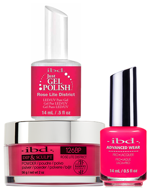 IBD 3in1 Dip & Sculpt Powder + Gel Polish + Nail Lacquer, 126BP, Rose Lite Dstrct OK0331LK