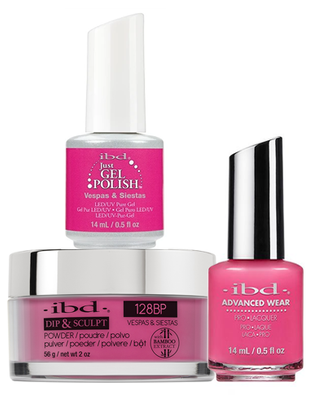 IBD 3in1 Dip & Sculpt Powder + Gel Polish + Nail Lacquer, 128BP, Vespas & Siestas OK0331LK