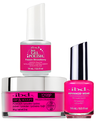 IBD 3in1 Dip & Sculpt Powder + Gel Polish + Nail Lacquer, 129BP, Frozen Strawberry OK0331LK