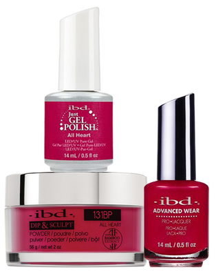 IBD 3in1 Dip & Sculpt Powder + Gel Polish + Nail Lacquer, 131BP, All Heart OK0331LK