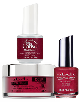 IBD 3in1 Dip & Sculpt Powder + Gel Polish + Nail Lacquer, 132BP, Maui Sunset OK0331LK