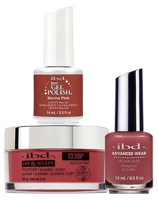 IBD 3in1 Dip & Sculpt Powder + Gel Polish + Nail Lacquer, 133BP, Mocha Pink OK0331LK