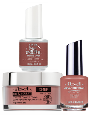 IBD 3in1 Dip & Sculpt Powder + Gel Polish + Nail Lacquer, 134BP, Mauve Over OK0331LK