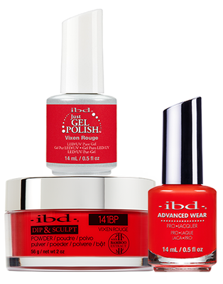 IBD 3in1 Dip & Sculpt Powder + Gel Polish + Nail Lacquer, 141BP, Vixen Rouge OK0331LK