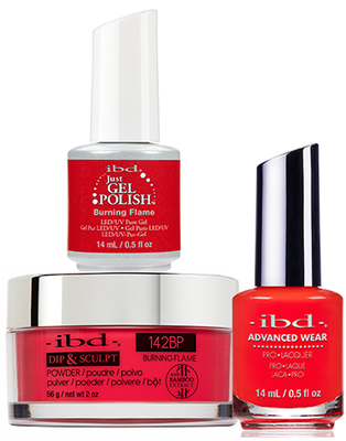 IBD 3in1 Dip & Sculpt Powder + Gel Polish + Nail Lacquer, 142BP, Burning Flame OK0331LK