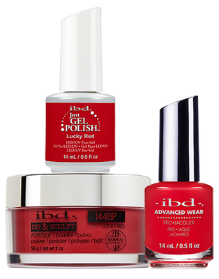 IBD 3in1 Dip & Sculpt Powder + Gel Polish + Nail Lacquer, 144BP, Lucky Red OK0331LK