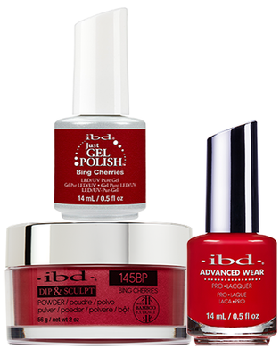 IBD 3in1 Dip & Sculpt Powder + Gel Polish + Nail Lacquer, 145BP, Bing Cherries OK0331LK