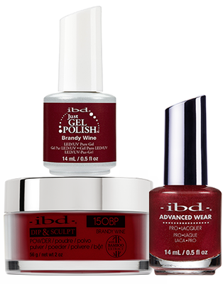 IBD 3in1 Dip & Sculpt Powder + Gel Polish + Nail Lacquer, 150BP, Brandy Wine OK0331LK