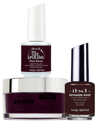 IBD 3in1 Dip & Sculpt Powder + Gel Polish + Nail Lacquer, 165BP, Plum Raven OK0331LK