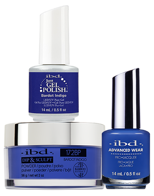 IBD 3in1 Dip & Sculpt Powder + Gel Polish + Nail Lacquer, 172BP, Bardot Indigo OK0331LK