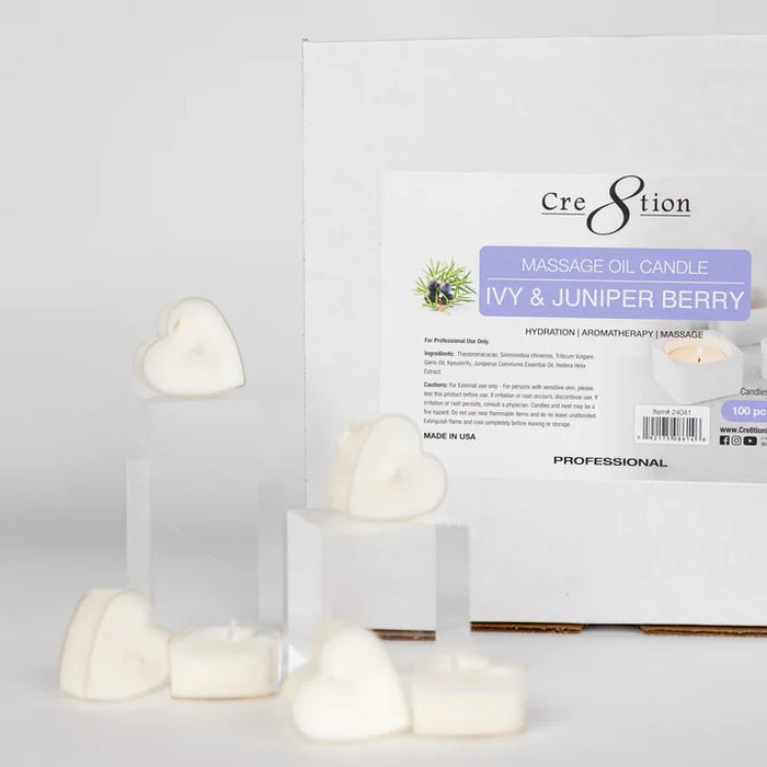 Cre8tion Massage Oil Candles 0.5oz, IVY & JUNIPER BERRY BOX (Pk: 100 pcs/box)