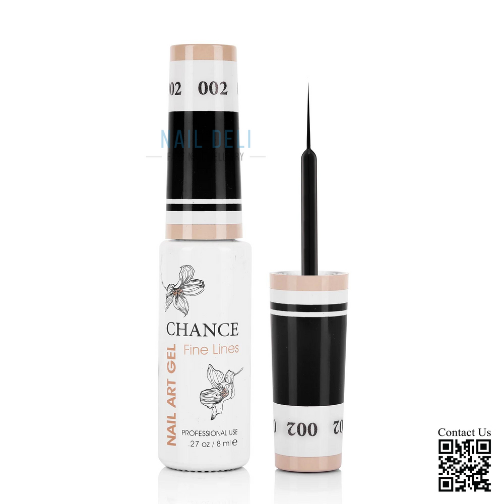 Chance Fine Lines - DETAILING Nail Art Gel 0.33oz, #2 Super Black