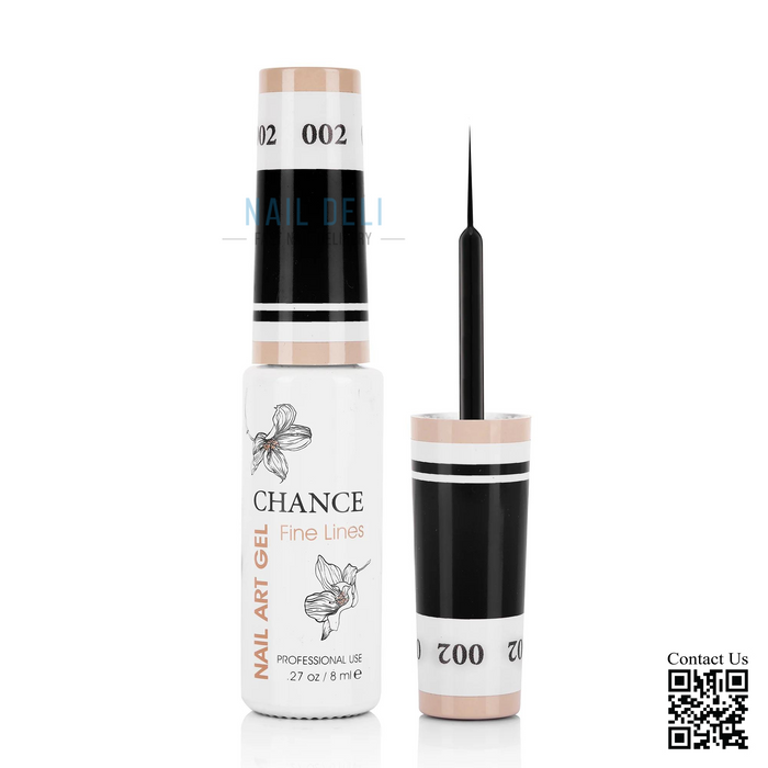 Chance Fine Lines - DETAILING Nail Art Gel 0.33oz, #2 Super Black
