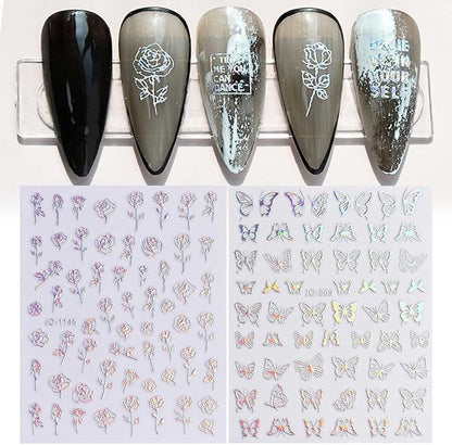 Airtouch Hollo 3D Nail Art Sticker, Butterfly Collection, Color List Note, 000