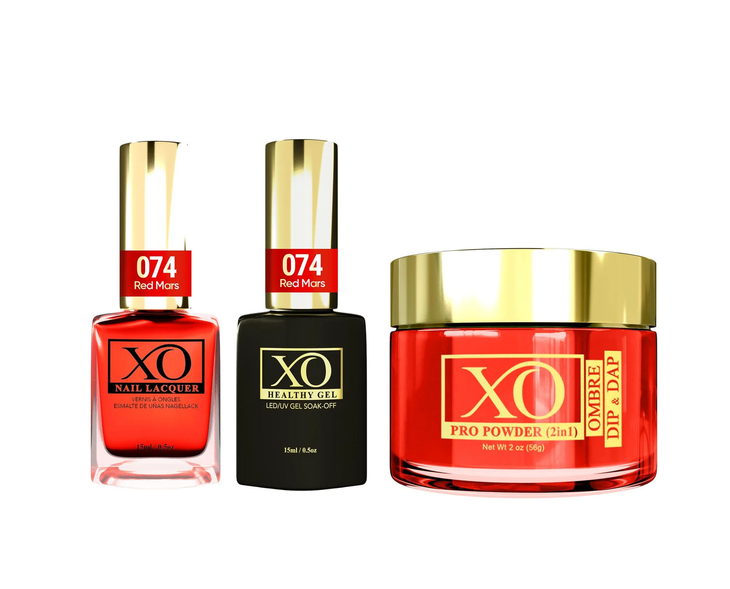 XO 4in1 Acrylic/Dipping Powder + Gel Polish + Nail Lacquer, 074