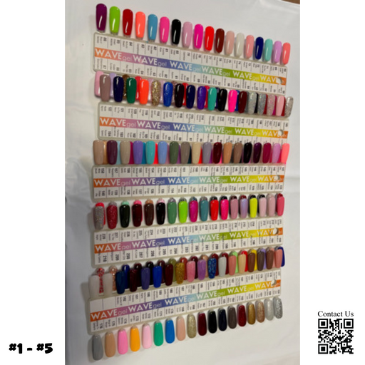 Wave Gel Nail Lacquer + Gel Polish Sample Tips 36 Colors For Full Line, From #01 To #05