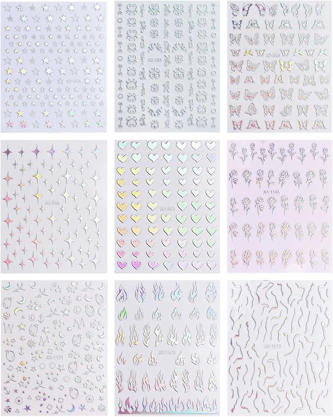 Airtouch Hollo 3D Nail Art Sticker, Butterfly Collection, Color List Note, 000