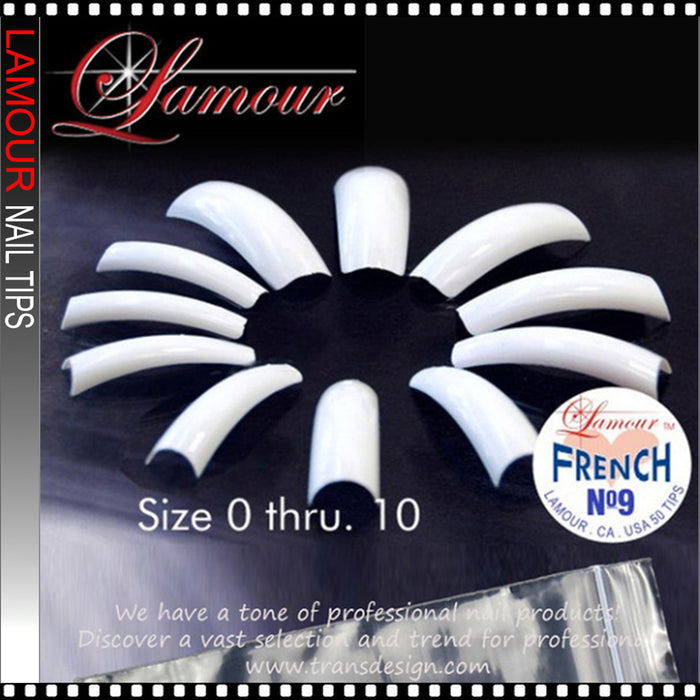 Lamour Blue French Off White (Blue Label) Tips, SMALL BAG (Pk: 50 tips/bag, 50 bags/SMALLBAG) #03