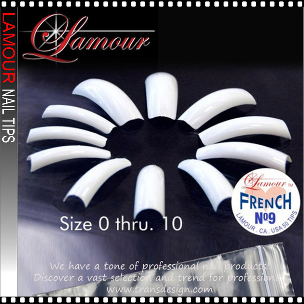 Lamour Blue French Off White (Blue Label) Tips, SMALL BAG (Pk: 50 tips/bag, 50 bags/SMALLBAG) #01