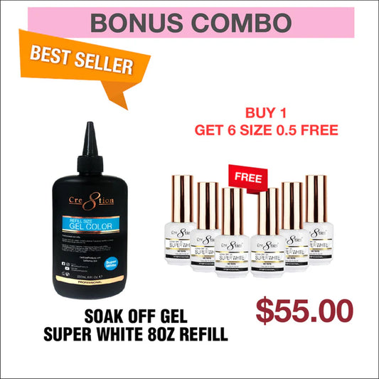 Cre8tion Super White Refill, 8oz, Buy 1 get 6 Cre8tion Super White 0.5oz FREE