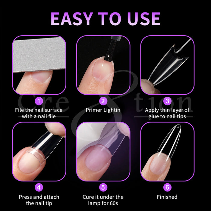Cre8tion Special Shape Tips Clear (12 Sizes) - ALMOND Medium, BOX (Pk: 504 pcs/box, 100 boxes/case)