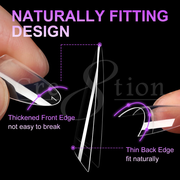 Cre8tion Special Shape Tips Clear (12 Sizes) - ALMOND Medium, BOX (Pk: 504 pcs/box, 100 boxes/case)
