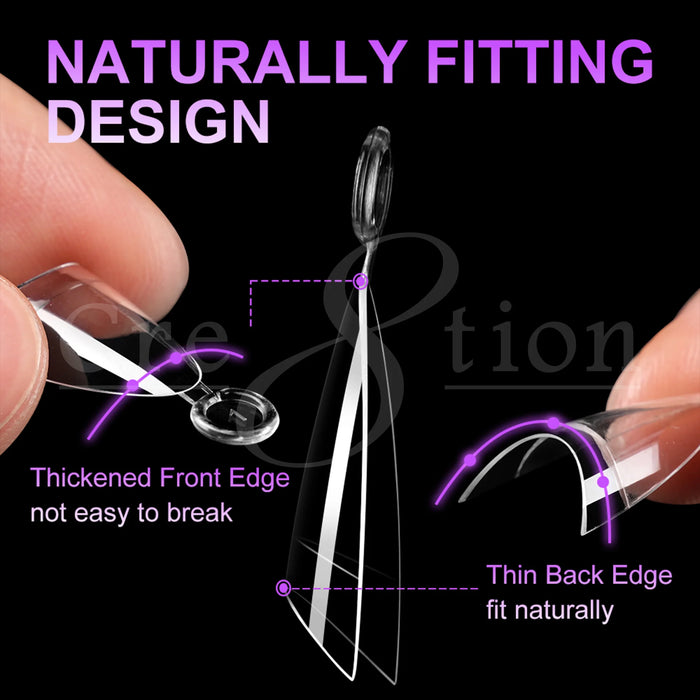 Cre8tion Special Shape Tips Clear (12 Sizes) - ALMOND Short, BOX (Pk: 504 pcs/box, 100 boxes/case)